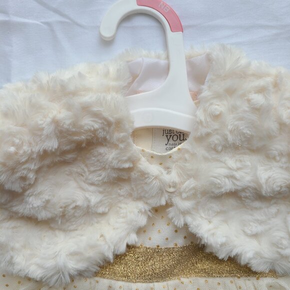 MIA AND MIMI Special Occasion NEWBORN Dress Tulle Lined Ivory Gold - Picture 4 of 9